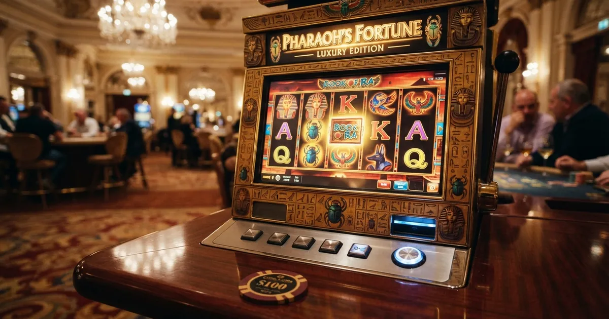 Book of Ra Spielautomat mit fünf Walzen, ägyptischen Symbolen und dem Book-of-Ra-Buch als Scatter-Symbol