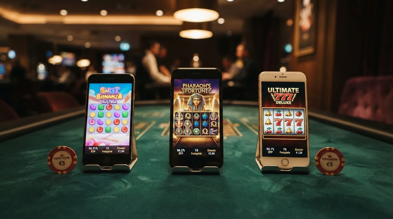 Spielautomat mit eingeblendeter RTP-Anzeige und Freispiel-Feature auf dem Bildschirm