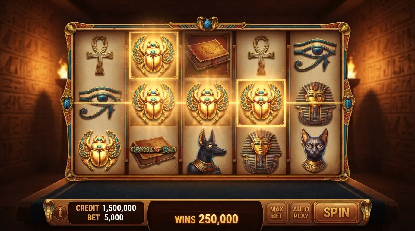 Der Spielautomat Book of Dead von Play'n GO – das am häufigsten für No-Deposit-Freispiele freigeschaltete Slot-Spiel mit ägyptischem Motiv