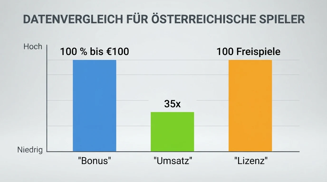 Eine übersichtliche Vergleichstabelle mit den zehn getesteten Casinos, ihren Logos und den vier Spalten: Lizenz, Willkommensbonus, Umsatzbedingungen und Freispiele