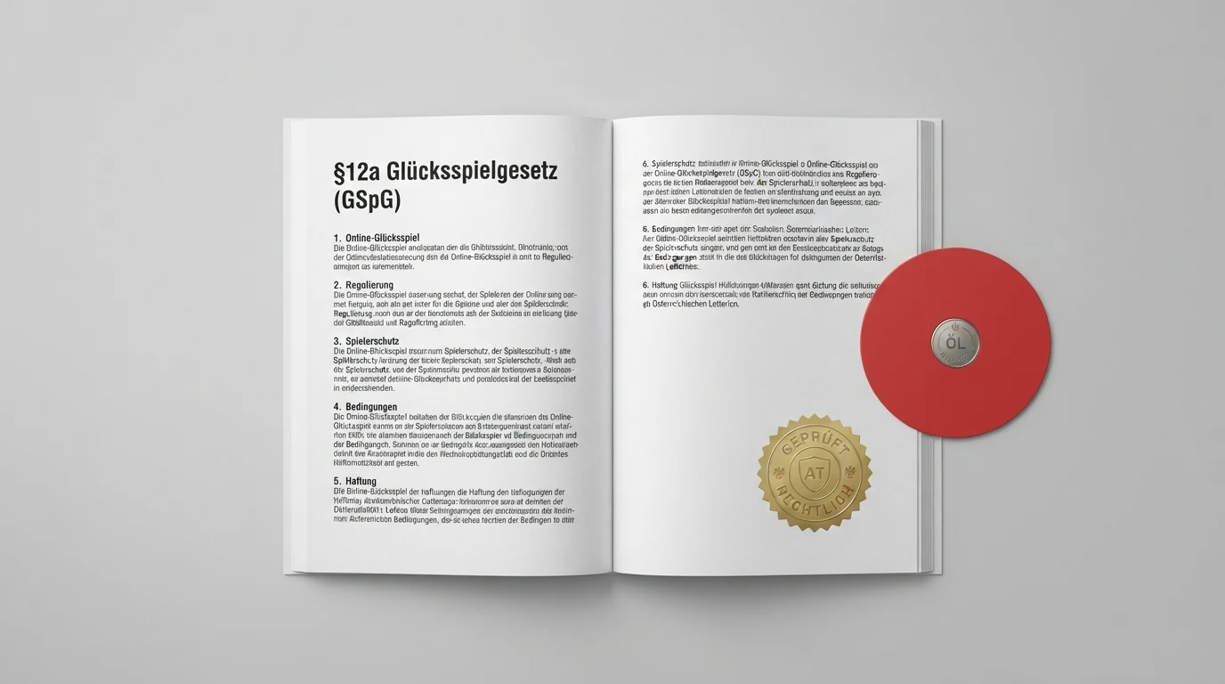 Paragraph §12a des österreichischen Glücksspielgesetzes in einem amtlichen Dokument, daneben das Logo der Österreichischen Lotterien
