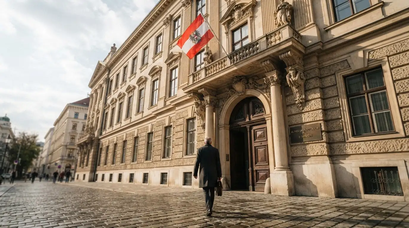 Das Gebäude des Bundesministeriums für Finanzen in Wien — Sitz der österreichischen Glücksspielaufsicht und Konzessionsbehörde