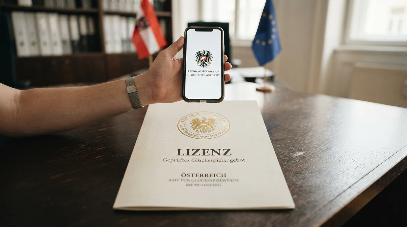 Amtliches Dokument mit GSpG-Schriftzug und österreichischem Bundesadler, daneben das EU-Sternenbanner als Symbol für den EuGH C-77/24