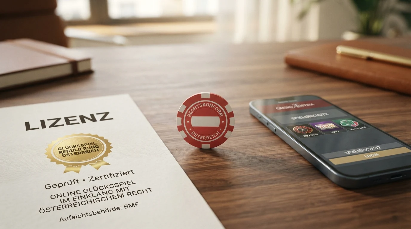 Symbolische Darstellung: win2day-Logo als einziger legaler Anbieter, daneben die Logos von Curaçao- und MGA-lizenzierten Casinos mit einem Fragezeichen