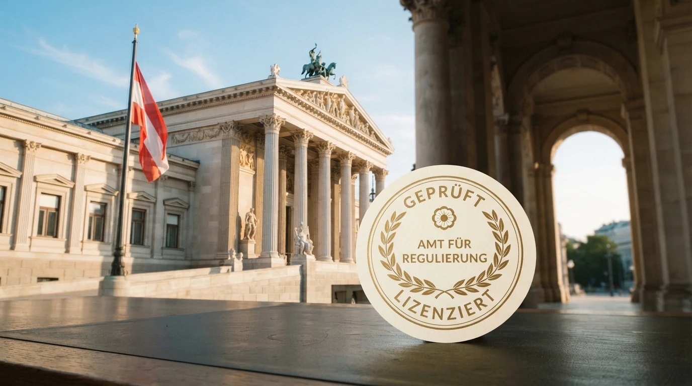 Offizielles Siegel oder Gebäude der österreichischen Finanzverwaltung mit Bezug zur Glücksspielaufsicht