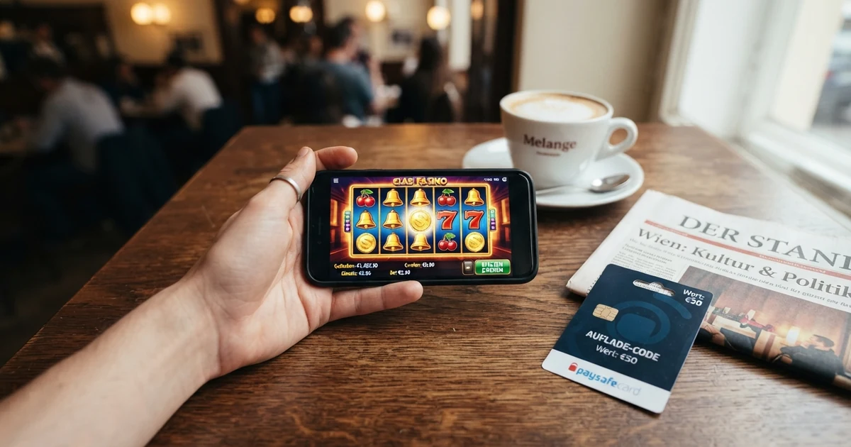 Ein Smartphone mit geöffneter Casino-Website und dem Auswahlbildschirm für die Einzahlungsmethode Handyrechnung