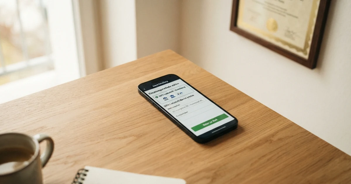 Eine Nahaufnahme eines Smartphone-Bildschirms mit einer geöffneten Casino-Kassen-Seite; im Vordergrund ist das Feld „SEPA-Lastschrift“ oder „Bankeinzug“ ausgewählt, daneben ein Hinweis auf das Lastschriftmandat.