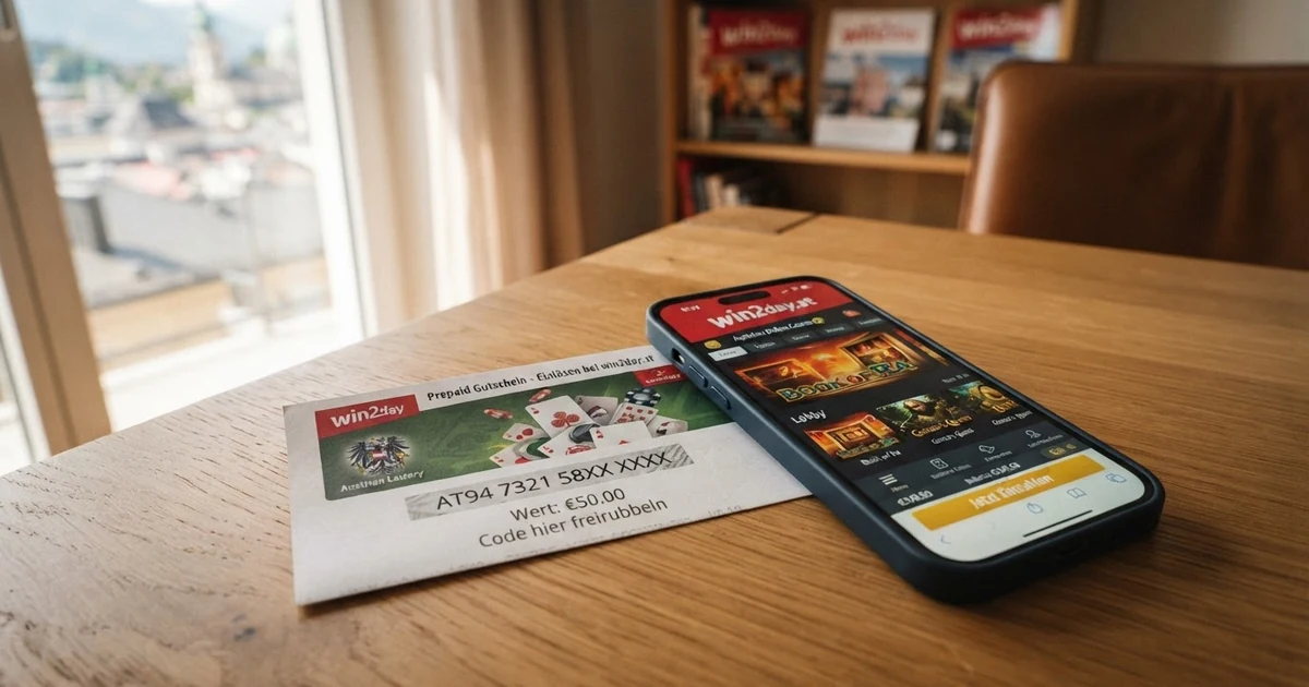 Paysafecard-Gutschein neben einem Smartphone mit geöffneter Casino-Lobby
