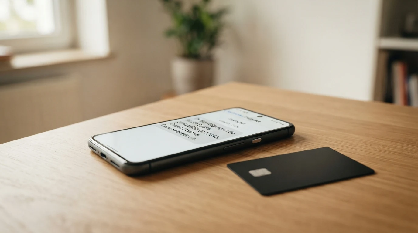 Nahaufnahme eines Smartphone-Displays mit einer SMS-Bestätigungsmeldung für eine Casino-Einzahlung über die Handyrechnung