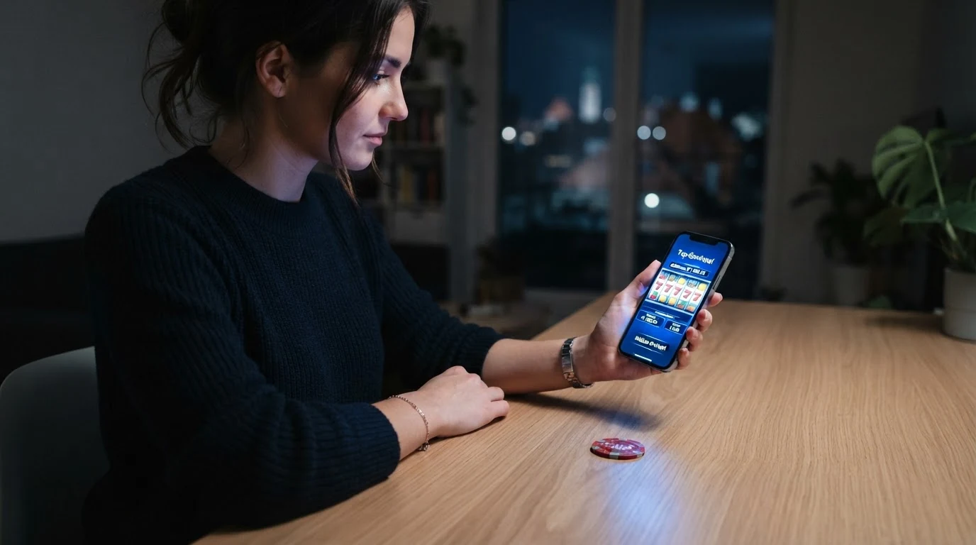 Mobile Casino-App mit Spielautomaten, Slot-Titeln und RTP-Anzeige auf dem Smartphone-Bildschirm