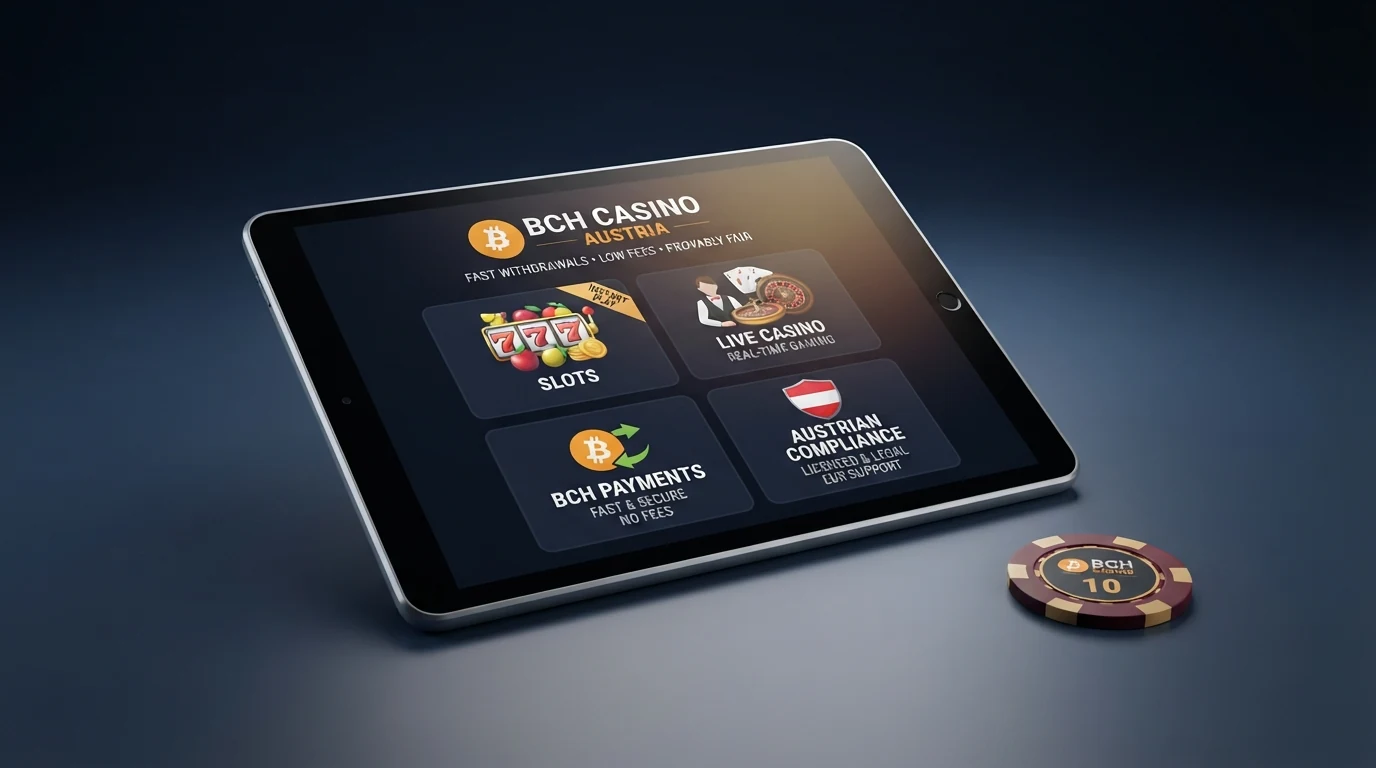 Bildschirm mit Vergleichstabelle der zehn BCH-Casinos, sortiert nach Bonus und Lizenz